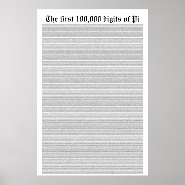 Die ersten 100.000 Ziffern von Pi Poster (Vorne)