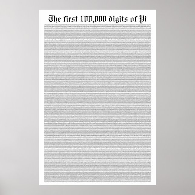 Die ersten 100.000 Ziffern von Pi Poster (Vorne)