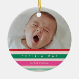 Die ersten bunten Weihnachtsstreifen des Babys Keramik Ornament