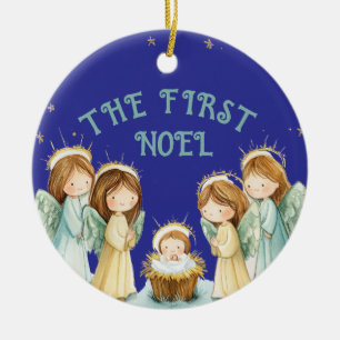 Die ersten Engel des Weihnachtens Keramik Ornament