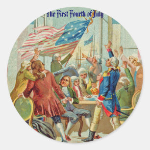 Die ersten Fourth of July-Aufkleber Runder Aufkleber