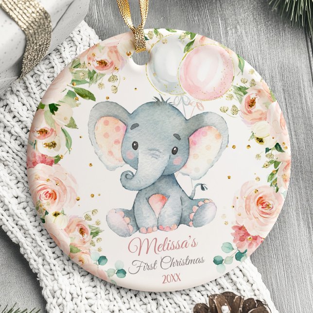 Die ersten Safari-Tiere des Babys zu Weihnachten Keramik Ornament (Baby's First Christmas Ornament )