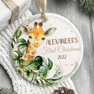 Die ersten Safari-Tiere des Babys zu Weihnachten Keramik Ornament