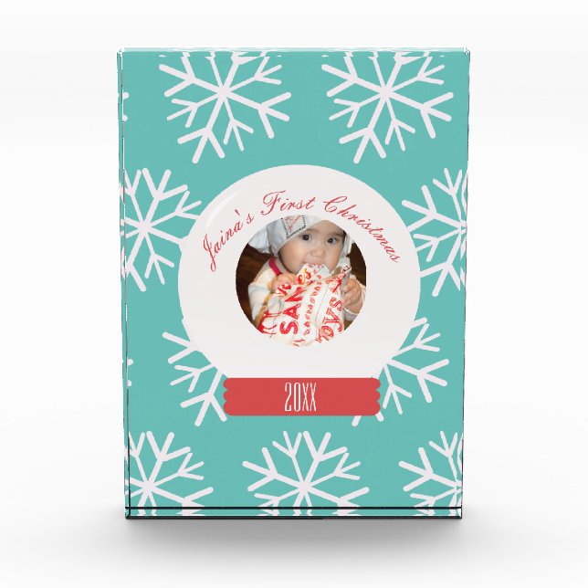 Die ersten Schneeglobe-Schneeflocken des Babys Aqu Fotoblock (Vorderseite)