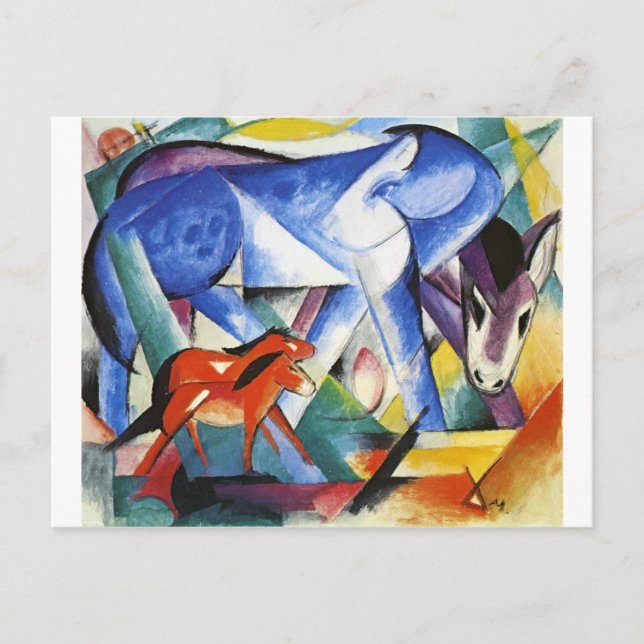 Die ersten Tiere von Franz Marc Postkarte (Vorderseite)