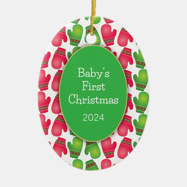Die ersten Weihnachten des Babys, Niedliche Rot- u Keramikornament (Vorne)