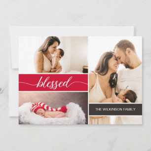 Die ersten Weihnachtsfamilien des gesegneten Babys Feiertagskarte