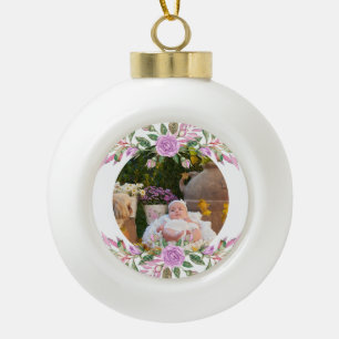 Die ersten Weihnachtsfeiern mit Blume Keramik Kugel-Ornament