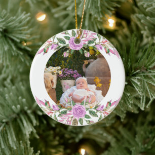 Die ersten Weihnachtsfeiern mit Blume Keramik Ornament