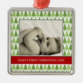 Die ersten Weihnachtsfeiertage im Foto des Babys Ornament Aus Metall