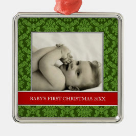 Die ersten Weihnachtsfeiertage im Foto des Babys Ornament Aus Metall