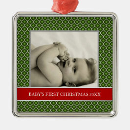 Die ersten Weihnachtsfeiertage im Foto des Babys Silbernes Ornament