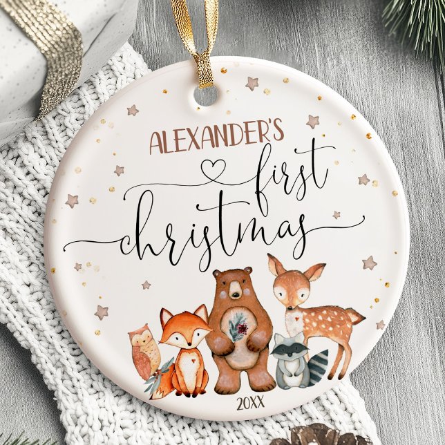 Die ersten Weihnachtsschmuck-Tiere des Babys Keramik Ornament (baby’s first christmas ornament, personalized christmas ornament, custom baby ornament, newborn holi)