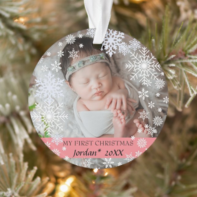 Die ersten Weihnachtsschneeflocken des Babys Ornament (Baum)
