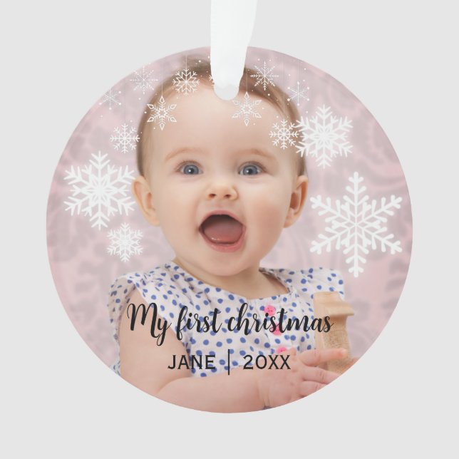 Die ersten Weihnachtsschneeflocken des Babys Ornament (Vorderseite)