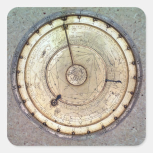 Die erster Frühling gefahrene Uhr mit Fusee, Quadratischer Aufkleber