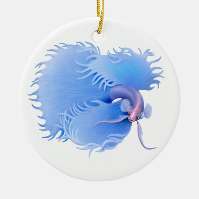 Die erweiternde blaue Betta Fisch-Verzierung Keramik Ornament (Vorne)