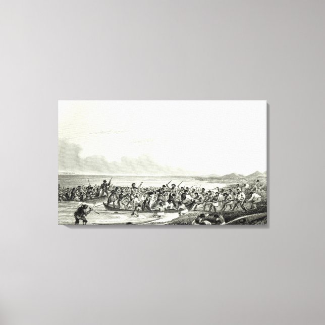 Die Eskimos, die die Boote plündern Leinwanddruck (Vorderseite)