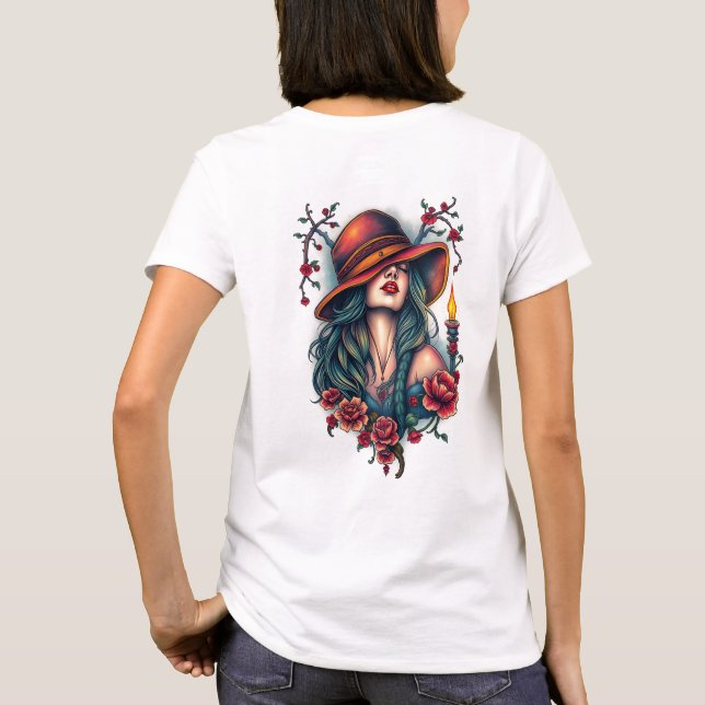 Die Essenz der Frau: Anmut, Kraft und Schönheit T-Shirt (Rückseite)