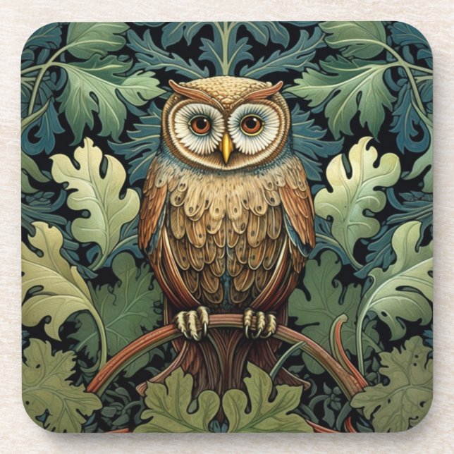 Die Eule auf einem Eichenbaum Getränkeuntersetzer (Vorderseite)