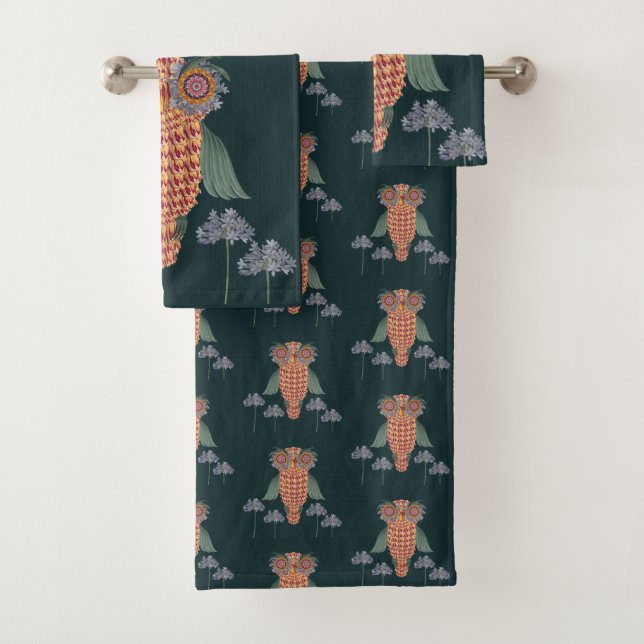 Die Eule der Weisheit und der Blume Badhandtuch Set (Insitu)