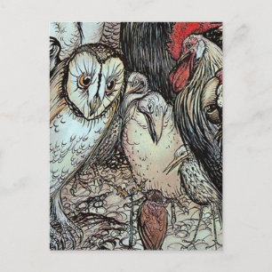 „Die Eule und die Vögel“ von Arthur Rackham Postkarte