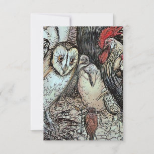 „Die Eule und die Vögel“ von Arthur Rackham RSVP Karte
