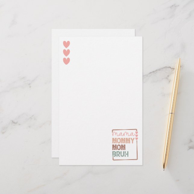 Die Evolution der Mama: Von Mama bis Bruh Briefpapier (Vorderseite/Rückseite Beispiel)