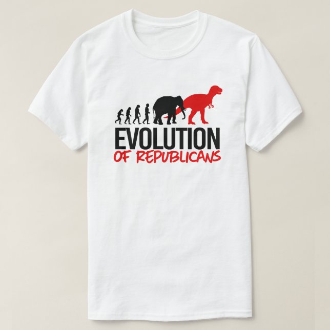 Die Evolution der Republikaner in Dinosaurier T-Shirt (Design vorne)