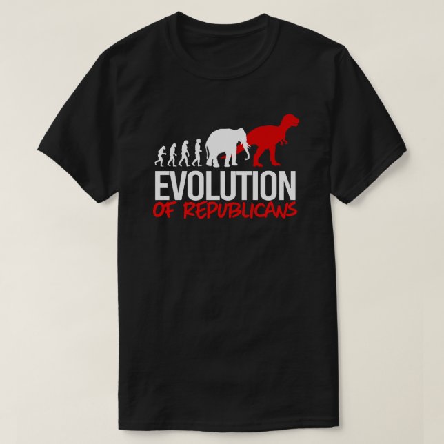 Die Evolution der Republikaner in Dinosaurier T-Shirt (Design vorne)
