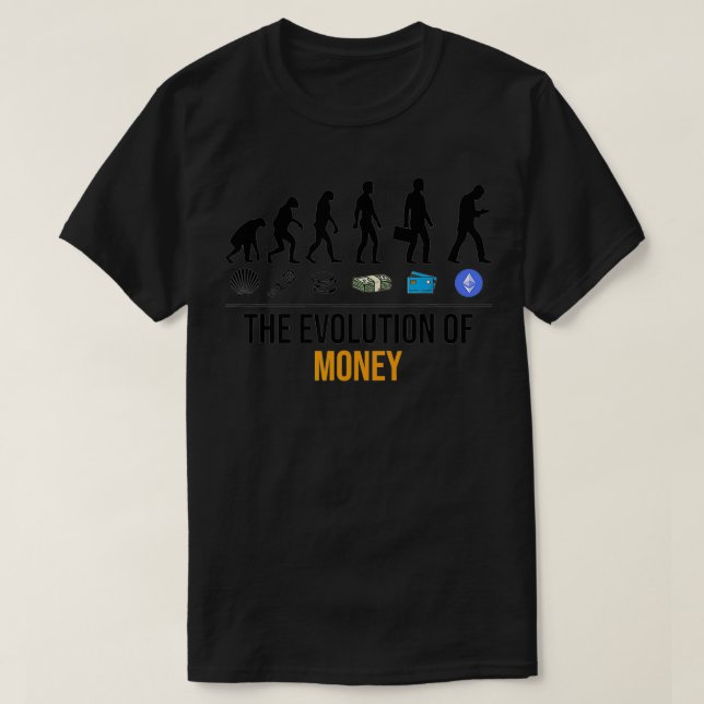 Die Evolution des Geldes ETH Ethereum Krypto Krypt T-Shirt (Design vorne)