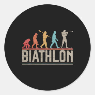 Die Evolution von Biathlon Target Shooting XC Skii Runder Aufkleber