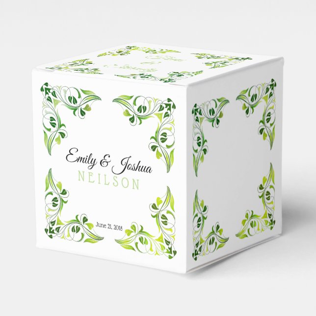 Die Extravagante "Green Leaf Borders Gevor Box" Geschenkschachtel (Vorderseite)
