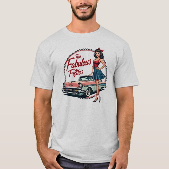 Die fabelhaften 50er Retro Car Girl Graphic T-Shirt (Vorderseite)