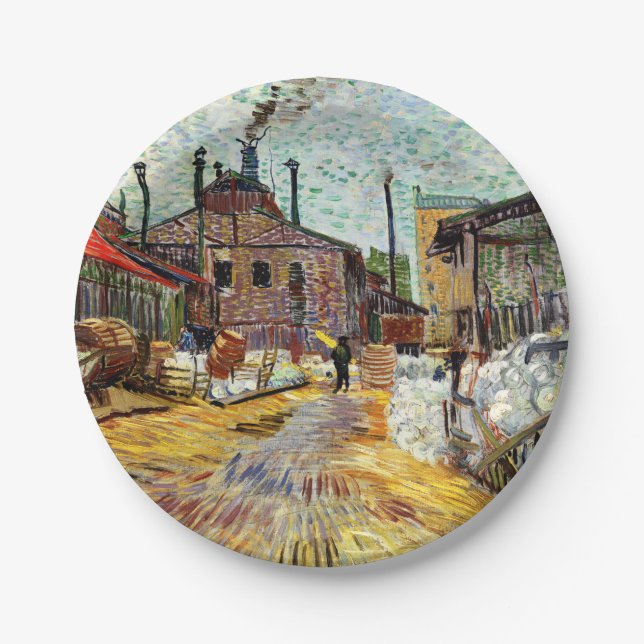 Die Fabrik (1887) von Vincent Van Gogh Pappteller (Vorderseite)