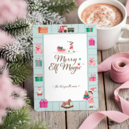 Die Fabrik des Spielzeugs des Weihnachtsmanns in p Feiertagskarte