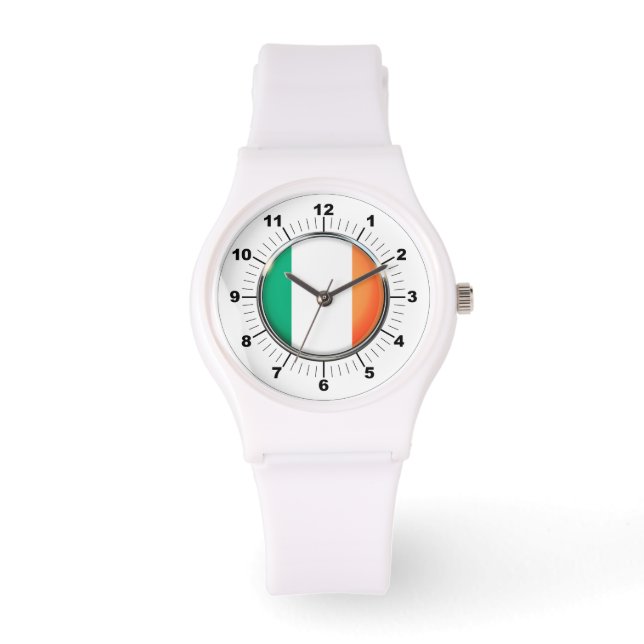 Die Fahne "Sporty White Silicon Watch" in Irland Armbanduhr (Vorderseite)