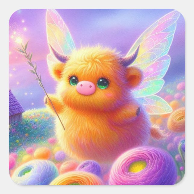 Die Fairy Collection: Highland Cow Aufkleber (Vorderseite)