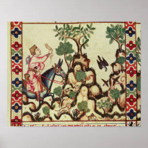 Die Falcon-Jagd, von der Handschrift Poster