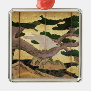 Die Falken in den Kiefern, 6 täfeln faltenden Silbernes Ornament