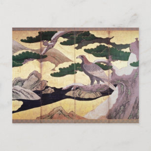 Die Falken in den Pinien, 6 Paneele Faltbildschirm Postkarte