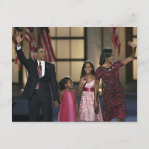 Die Familie Barak Obama windet in der letzten Nach Postkarte