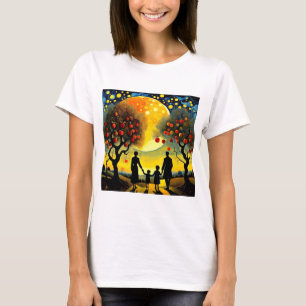 Die Familie blickt auf den Nachthimmel T-Shirt