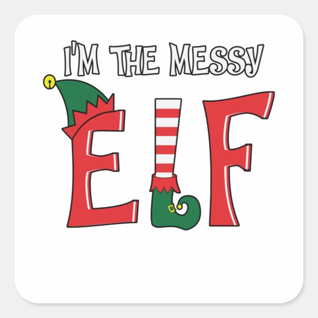 Die Familie der Messy Elf passt zu Weihnachten Paj Quadratischer Aufkleber (Vorderseite)