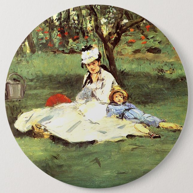 Die Familie Monet in ihrem Garten Edouard Manet Button (Vorderseite)