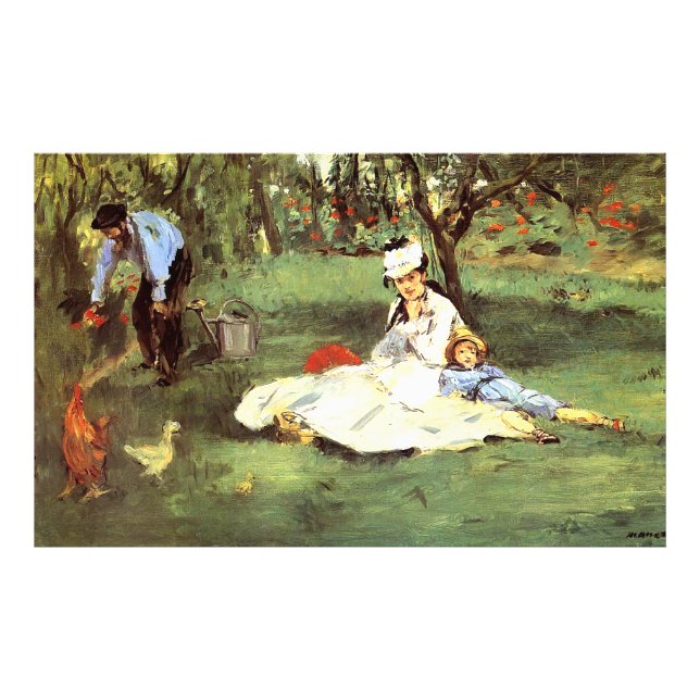 Die Familie Monet in ihrem Garten Edouard Manet Fotodruck (Vorne)