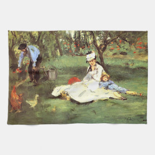 Die Familie Monet in ihrem Garten Edouard Manet Geschirrtuch
