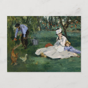 Die Familie Monet in ihrem Garten   Édouard Manet Postkarte