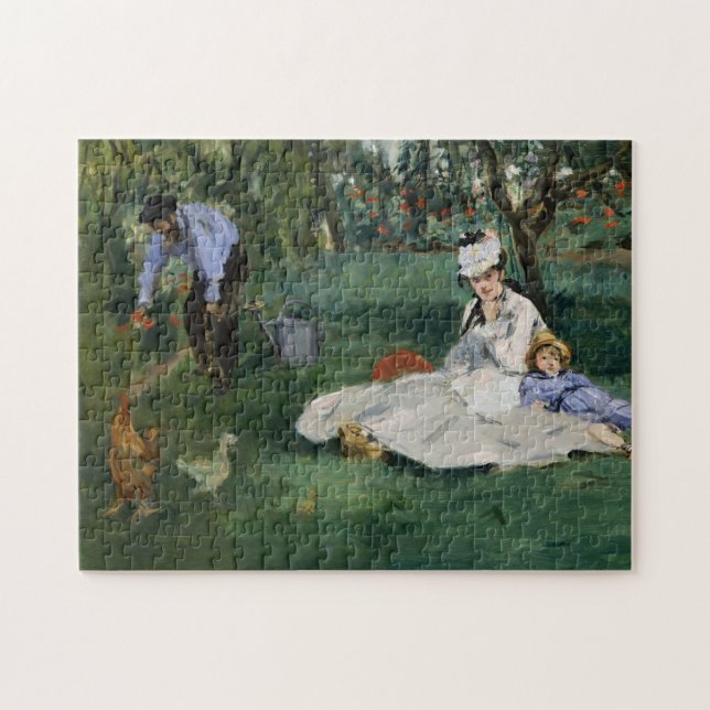 Die Familie Monet in ihrem Garten | Édouard Manet Puzzle (Horizontal)
