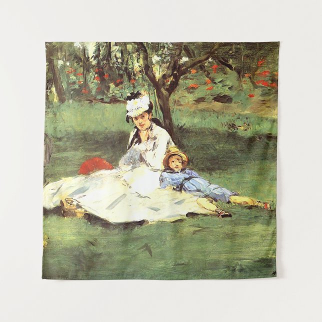 Die Familie Monet in ihrem Garten Edouard Manet Wandteppich (Vorderseite)